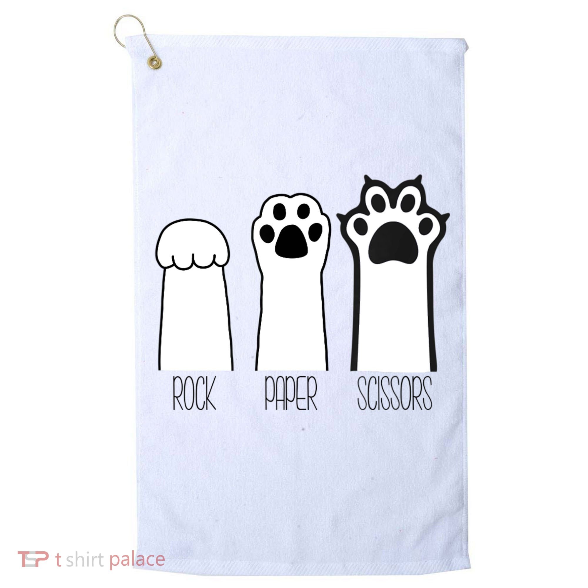 Funny Cat Rock Paper Scissors Cat Paws Cat Lover Golf Towel