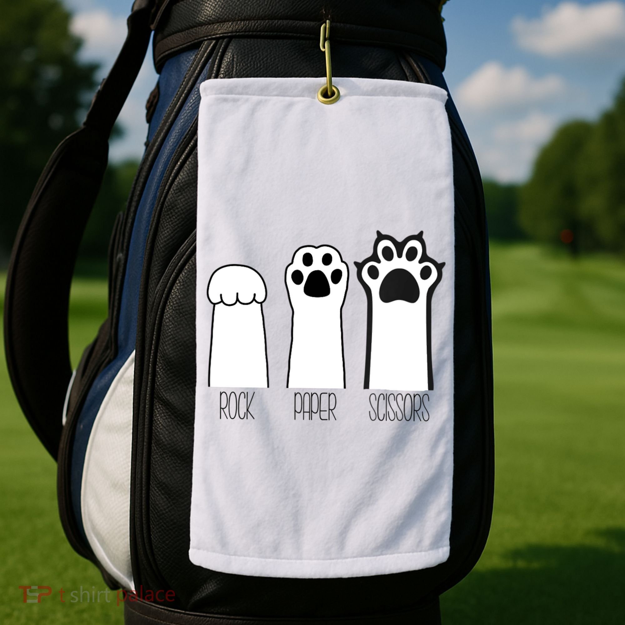 Funny Cat Rock Paper Scissors Cat Paws Cat Lover Golf Towel