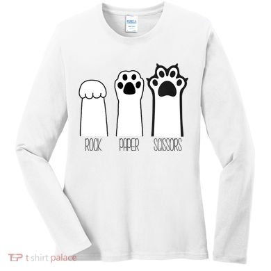 Funny Cat Rock Paper Scissors Cat Paws Cat Lover Women's Long Sleeve Shirt
