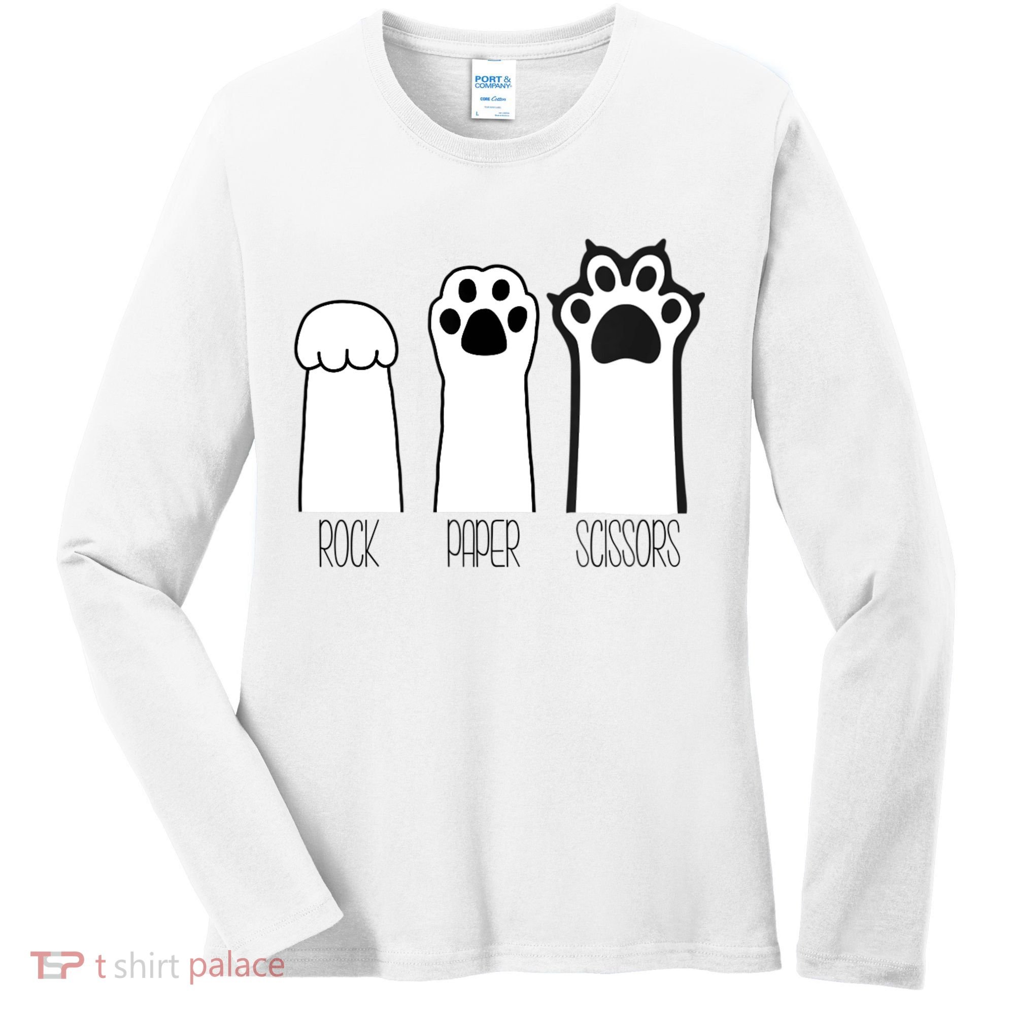 Funny Cat Rock Paper Scissors Cat Paws Cat Lover Women's Long Sleeve Shirt