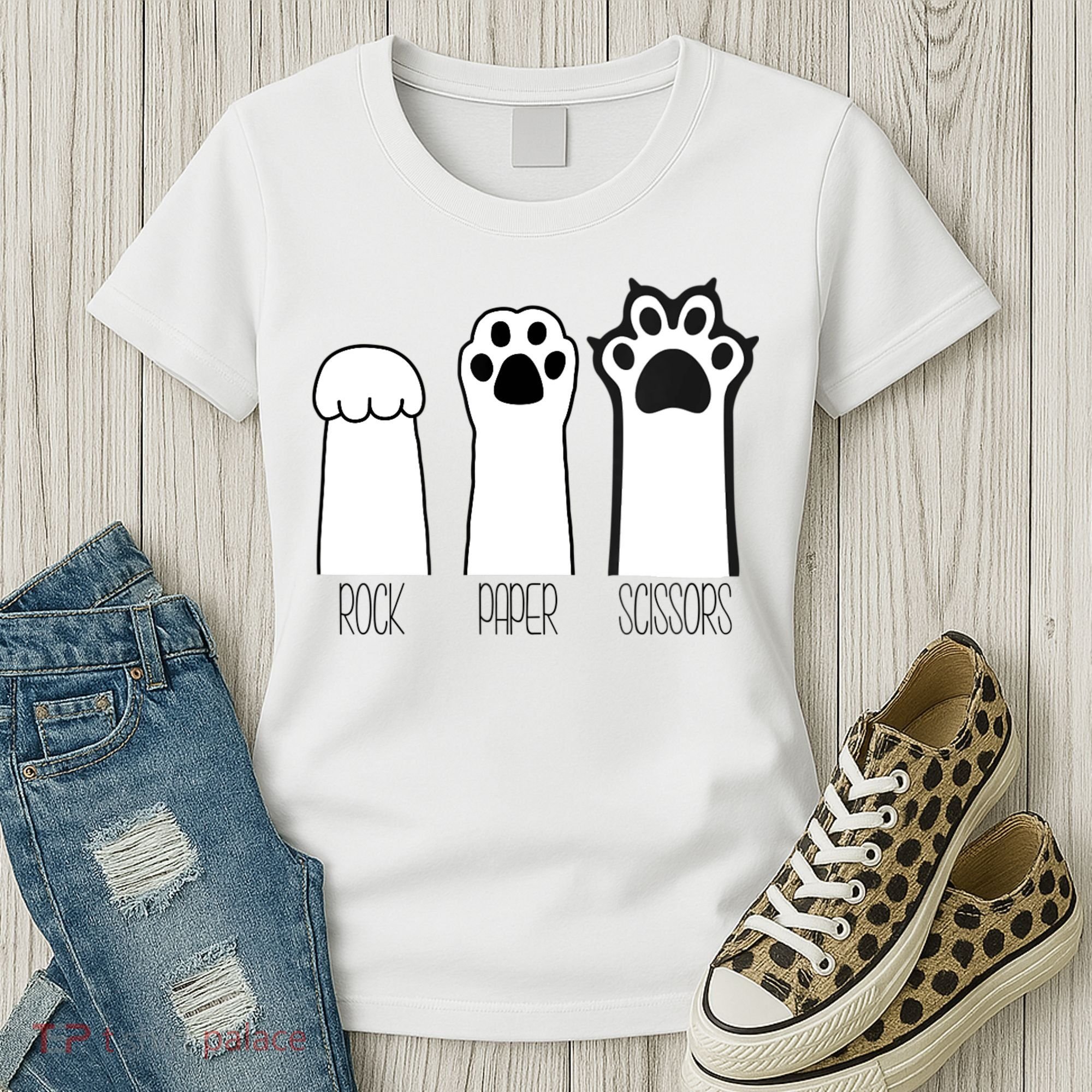 Funny Cat Rock Paper Scissors Cat Paws Cat Lover Women's T-Shirt