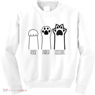 Funny Cat Rock Paper Scissors Cat Paws Cat Lover Kids Sweatshirt