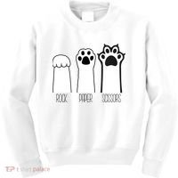 Funny Cat Rock Paper Scissors Cat Paws Cat Lover Kids Sweatshirt thumb 0