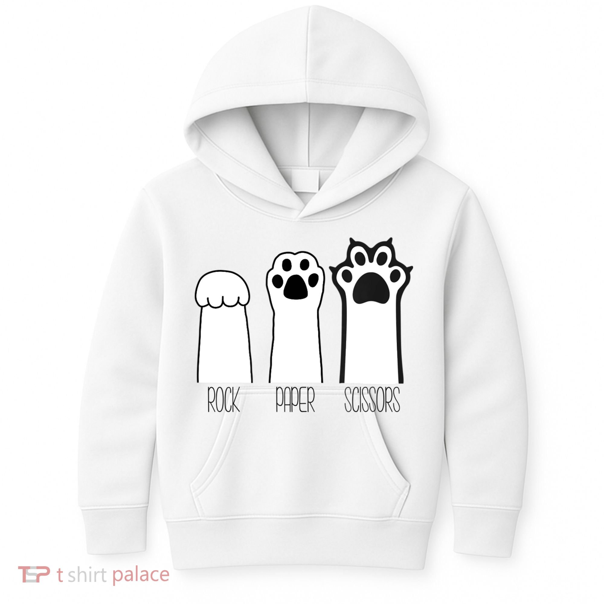 Funny Cat Rock Paper Scissors Cat Paws Cat Lover Kids Hoodie