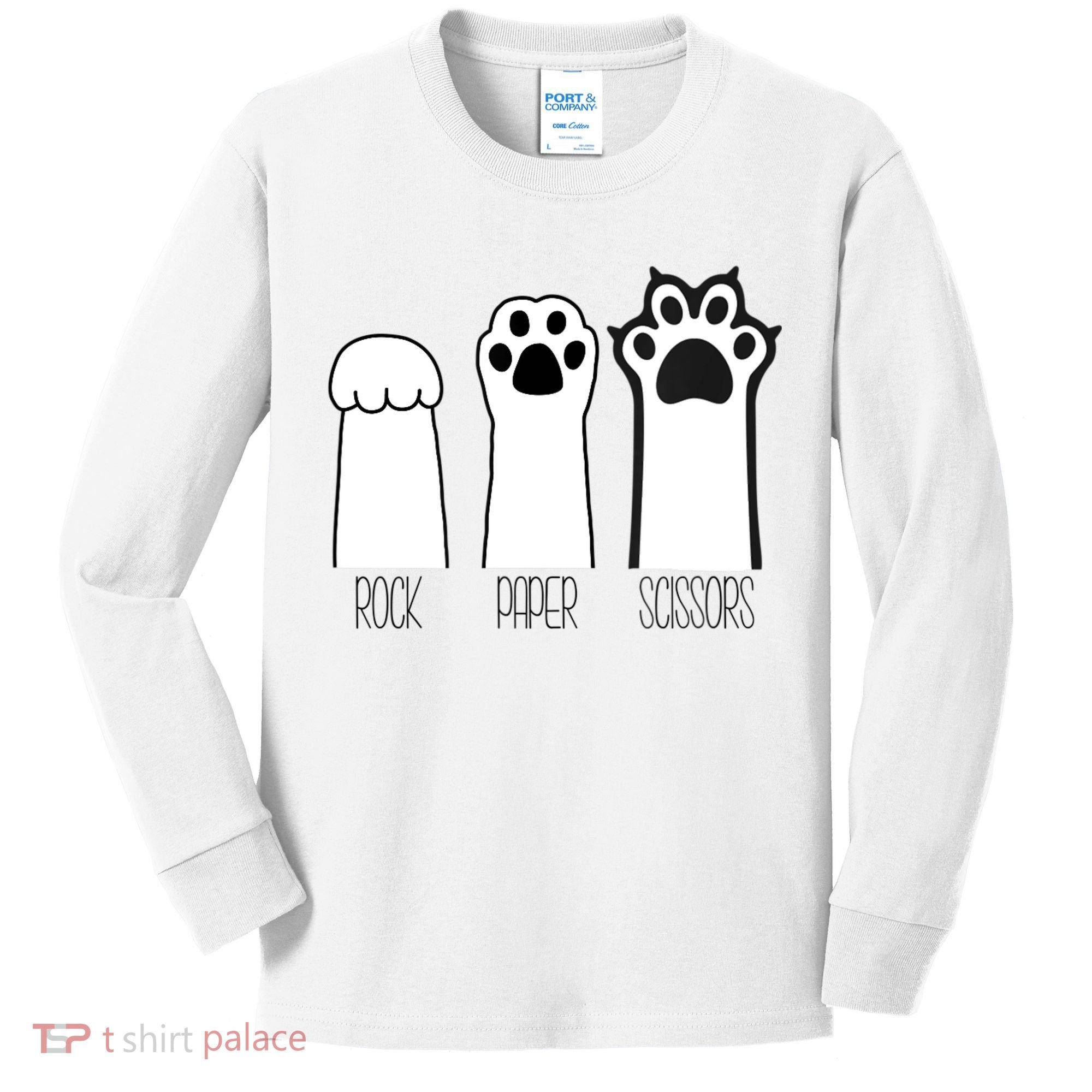 Funny Cat Rock Paper Scissors Cat Paws Cat Lover Kids Long Sleeve Shirt