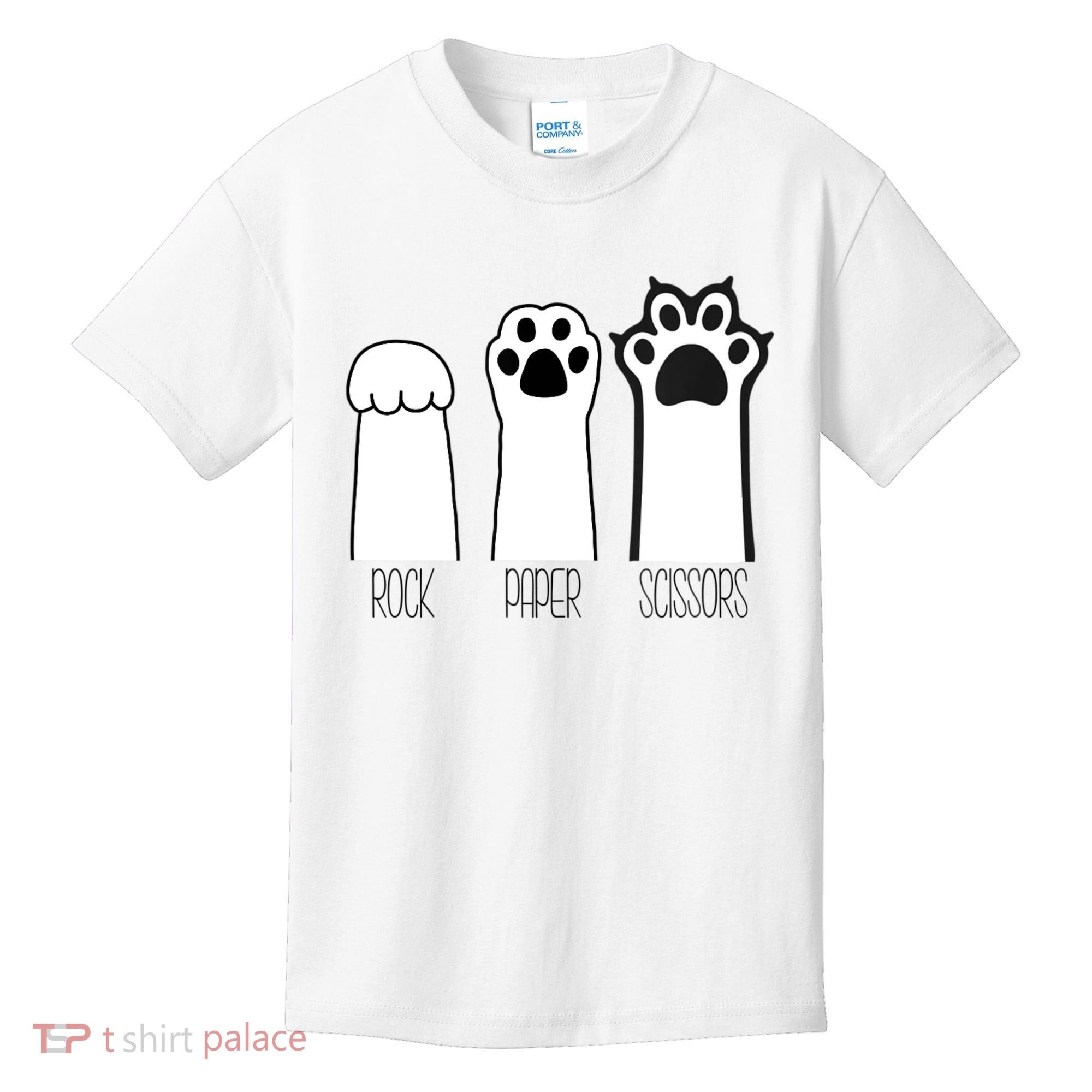 Funny Cat Rock Paper Scissors Cat Paws Cat Lover Kids T-Shirt