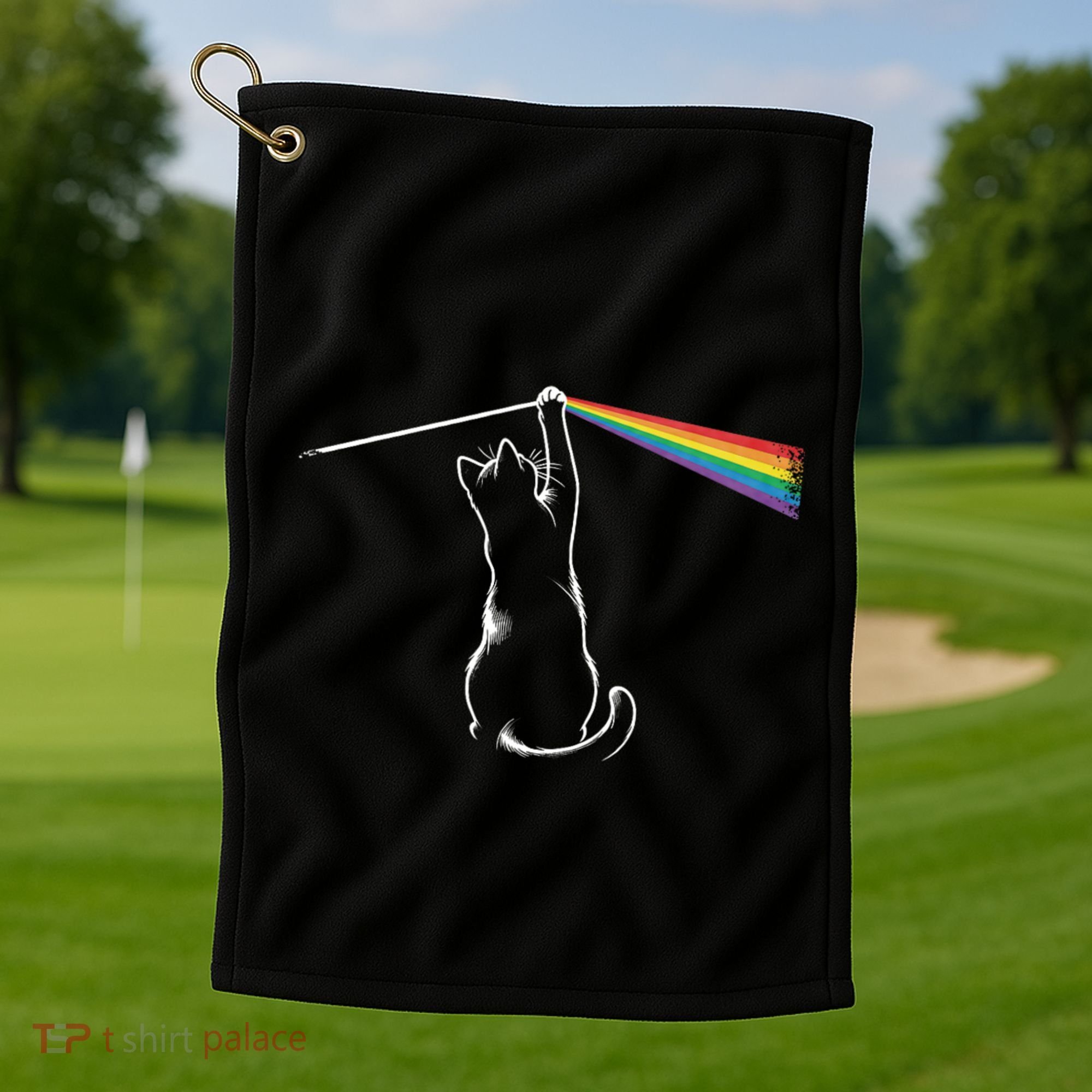 Funny Cat Rock Music Gift Funny Cat Golf Towel