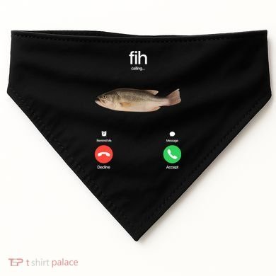 Fih Calling Remind Me Message Decline Accept Phone Call Fish USA-Made Doggie Bandana