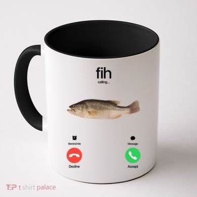 Fih Calling Remind Me Message Decline Accept Phone Call Fish Coffee Mug