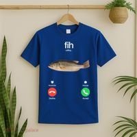 Fih Calling Remind Me Message Decline Accept Phone Call Fish T-Shirt thumb 2