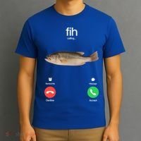 Fih Calling Remind Me Message Decline Accept Phone Call Fish T-Shirt thumb 3