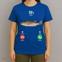 Fih Calling Remind Me Message Decline Accept Phone Call Fish T-Shirt thumb 4