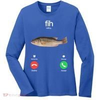 Fih Calling Remind Me Message Decline Accept Phone Call Fish Women's Long Sleeve Shirt thumb 0