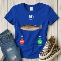 Fih Calling Remind Me Message Decline Accept Phone Call Fish Women's T-Shirt thumb 3