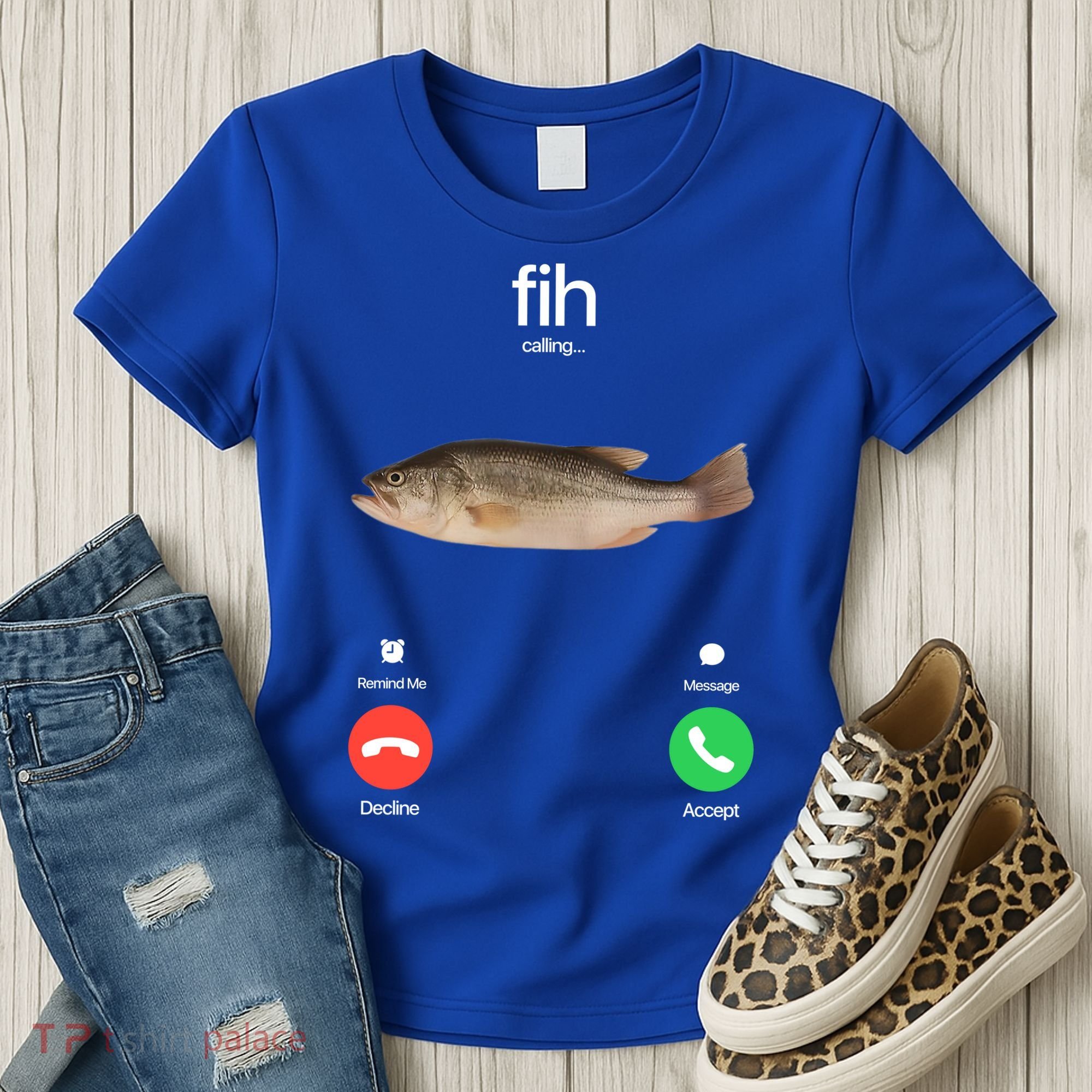 Fih Calling Remind Me Message Decline Accept Phone Call Fish Women's T-Shirt