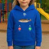 Fih Calling Remind Me Message Decline Accept Phone Call Fish Kids Hoodie thumb 3