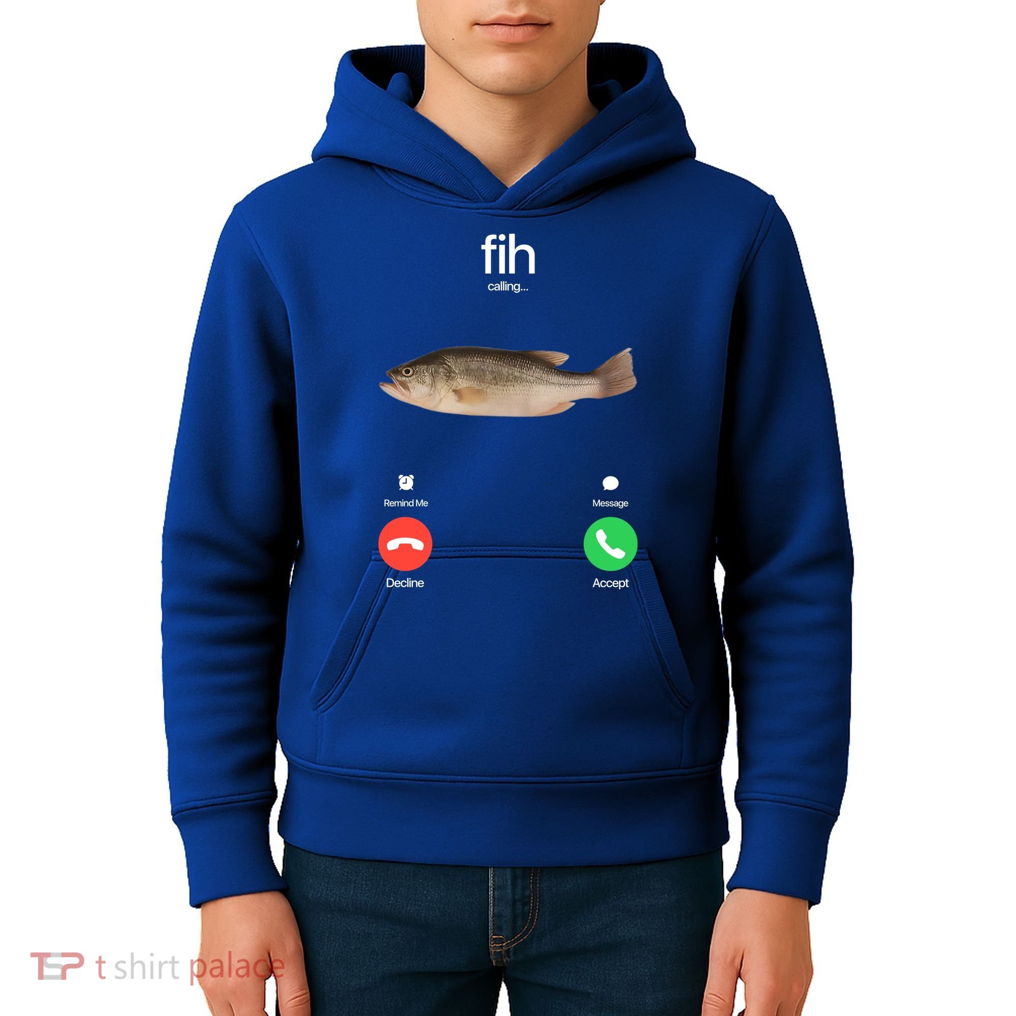 Fih Calling Remind Me Message Decline Accept Phone Call Fish Kids Hoodie