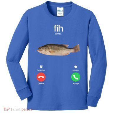 Fih Calling Remind Me Message Decline Accept Phone Call Fish Kids Long Sleeve Shirt
