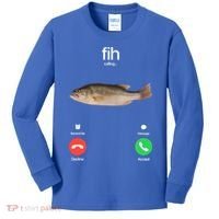 Fih Calling Remind Me Message Decline Accept Phone Call Fish Kids Long Sleeve Shirt thumb 0