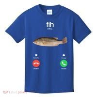 Fih Calling Remind Me Message Decline Accept Phone Call Fish Kids T-Shirt thumb 0