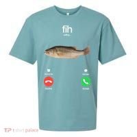 Fih Calling Remind Me Message Decline Accept Phone Call Fish Sueded Cloud Jersey T-Shirt thumb 0