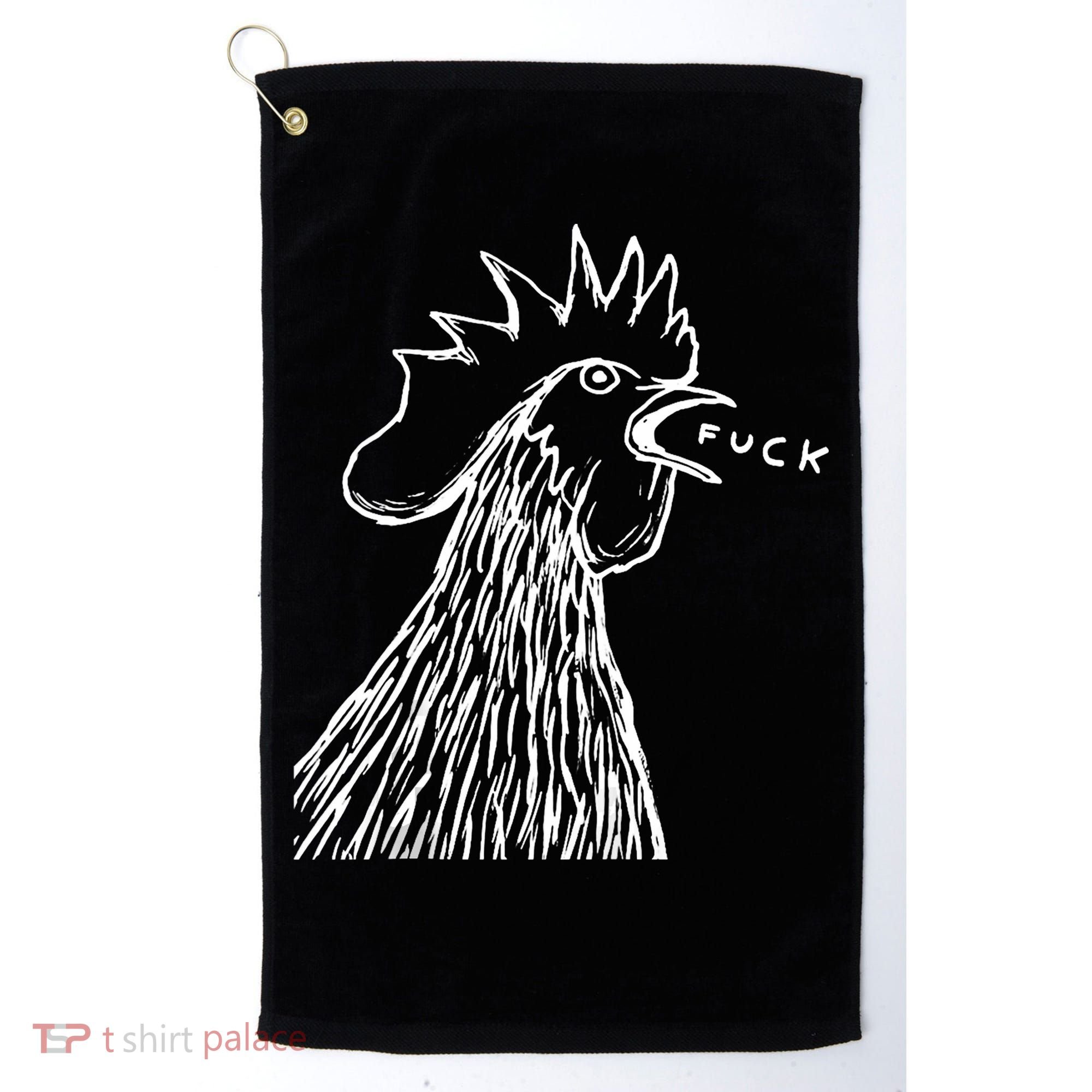 Funny Chicken Rooster Saying Fuck Golf Towel