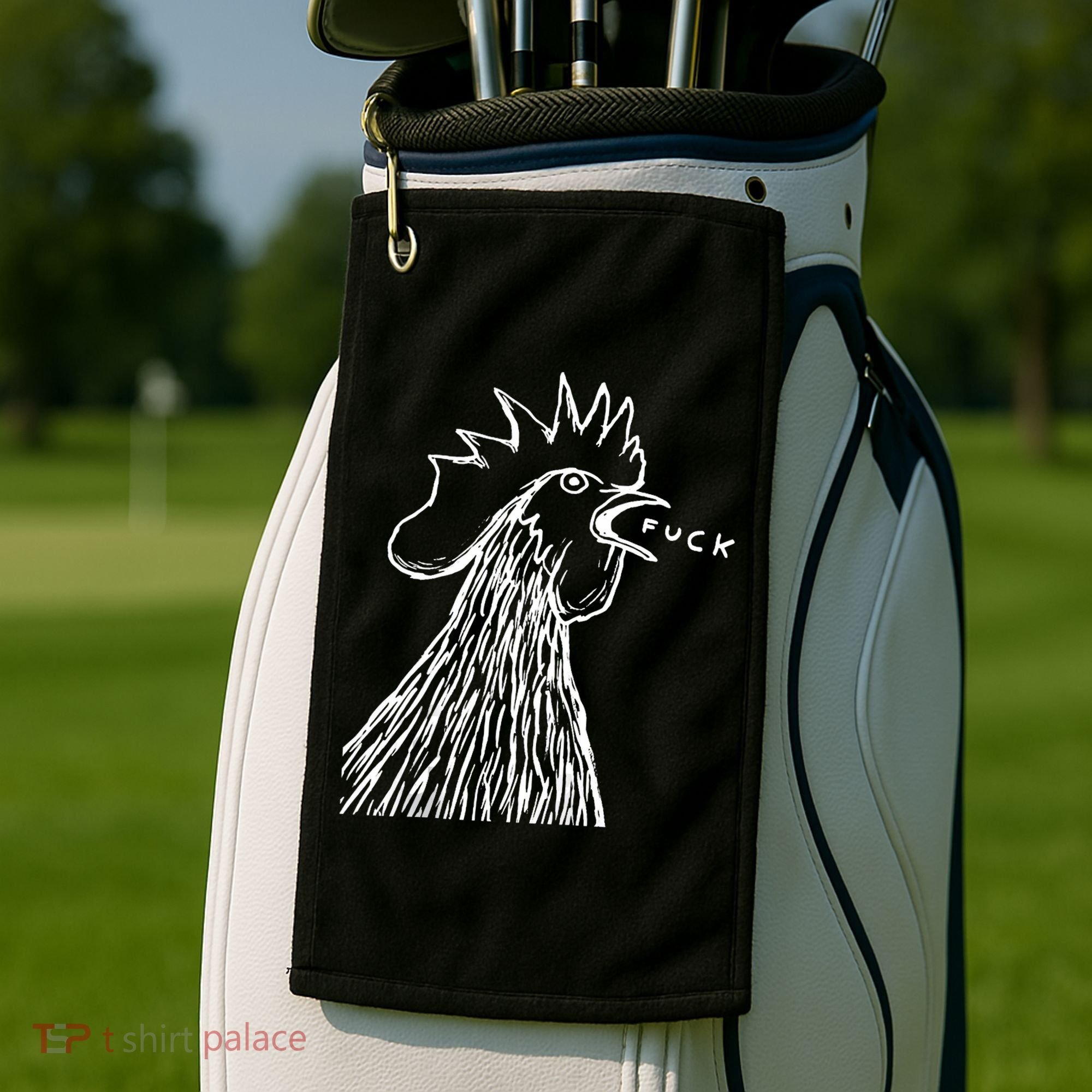 Funny Chicken Rooster Saying Fuck Golf Towel