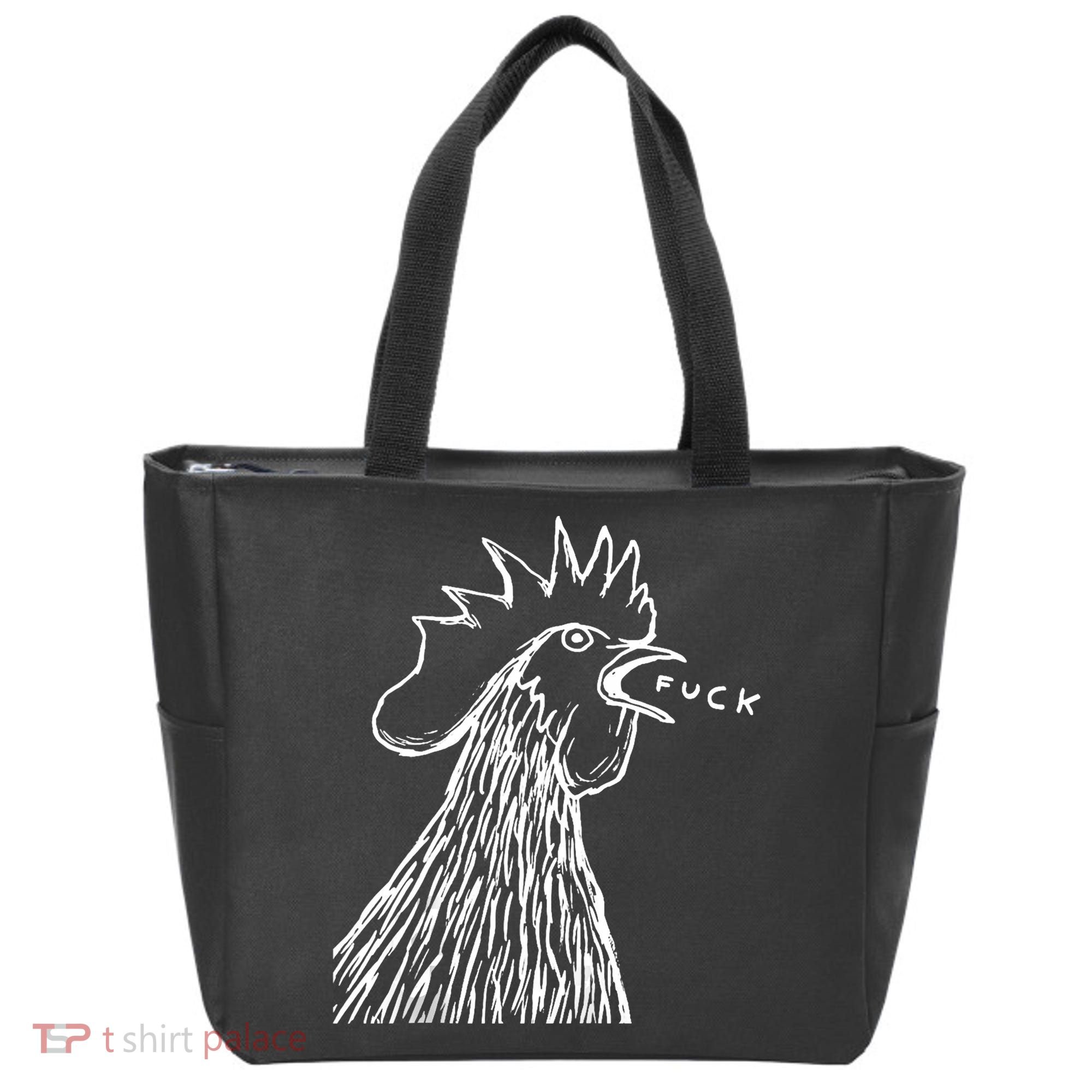 Funny Chicken Rooster Saying Fuck Tote Bag