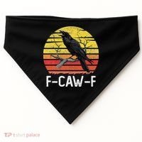 Funny Crow Retro Sunset Moonlit Raven Lovers F Caw F USA-Made Doggie Bandana thumb 0