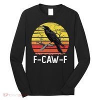 Funny Crow Retro Sunset Moonlit Raven Lovers F Caw F Long Sleeve Shirt thumb 0