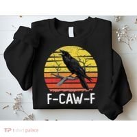 Funny Crow Retro Sunset Moonlit Raven Lovers F Caw F Sweatshirt thumb 2