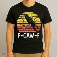 Funny Crow Retro Sunset Moonlit Raven Lovers F Caw F T-Shirt thumb 3