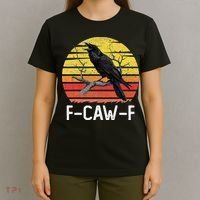 Funny Crow Retro Sunset Moonlit Raven Lovers F Caw F T-Shirt thumb 4