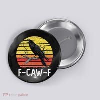 Funny Crow Retro Sunset Moonlit Raven Lovers F Caw F Button thumb 0