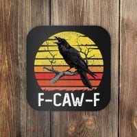 Funny Crow Retro Sunset Moonlit Raven Lovers F Caw F Coaster thumb 0