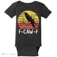 Funny Crow Retro Sunset Moonlit Raven Lovers F Caw F Baby Bodysuit thumb 0