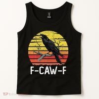 Funny Crow Retro Sunset Moonlit Raven Lovers F Caw F Tank Top thumb 2
