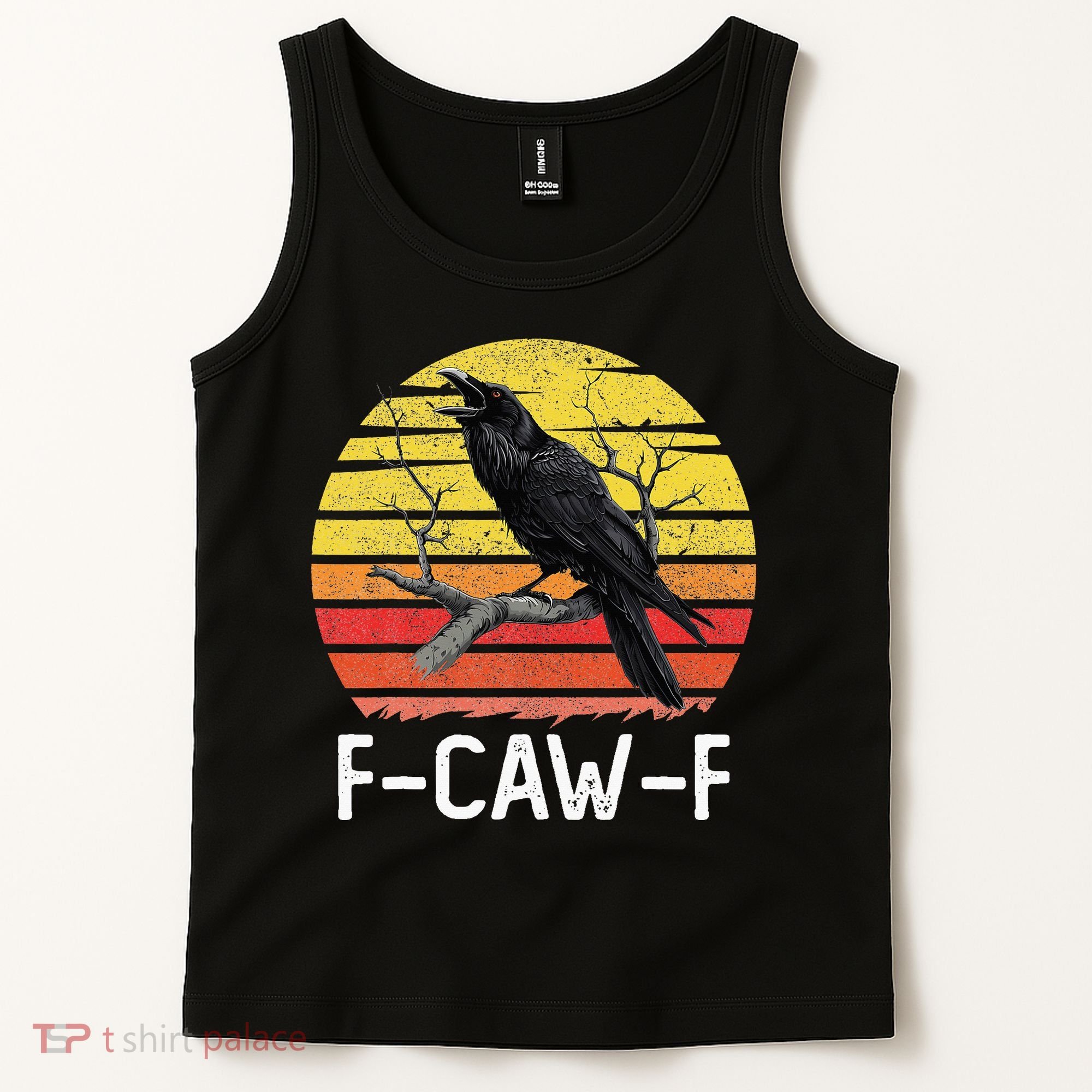 Funny Crow Retro Sunset Moonlit Raven Lovers F Caw F Tank Top