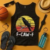 Funny Crow Retro Sunset Moonlit Raven Lovers F Caw F Tank Top thumb 4