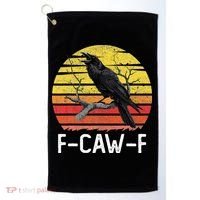 Funny Crow Retro Sunset Moonlit Raven Lovers F Caw F Golf Towel thumb 0