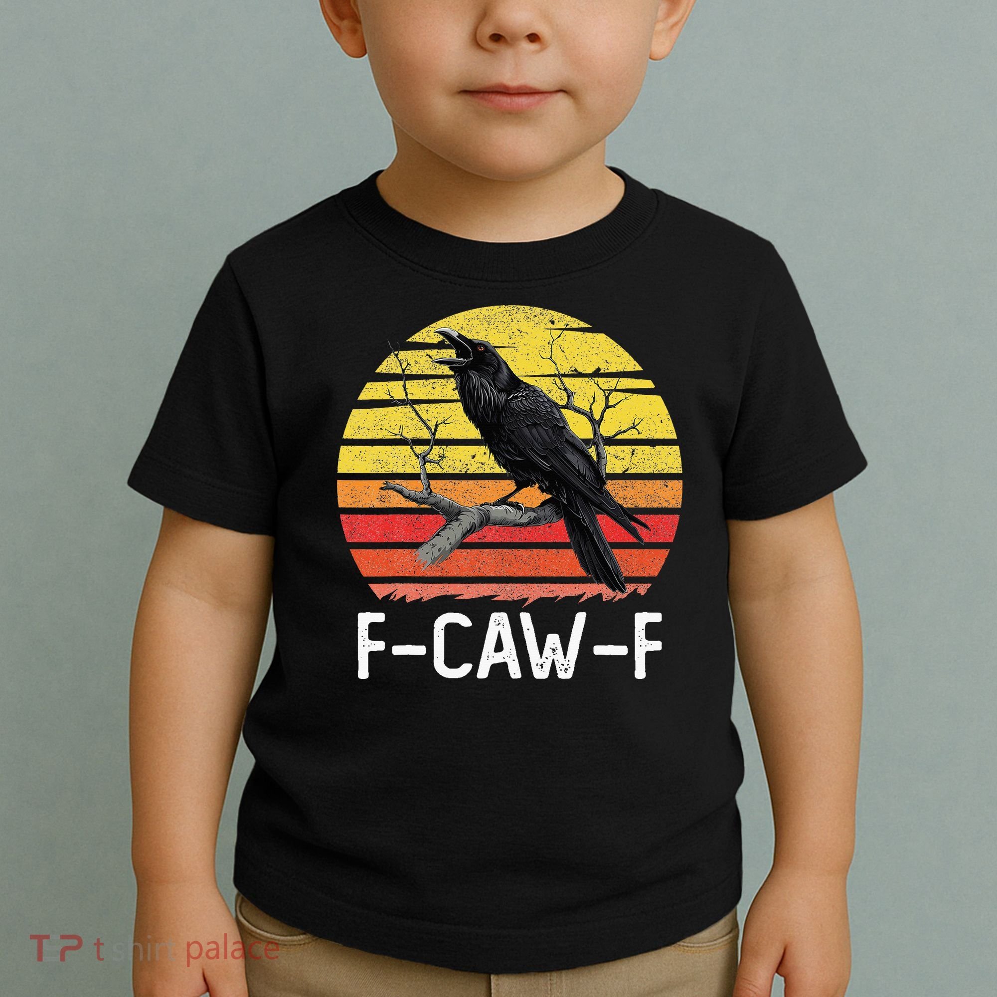 Funny Crow Retro Sunset Moonlit Raven Lovers F Caw F Toddler T-Shirt