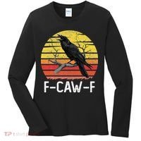 Funny Crow Retro Sunset Moonlit Raven Lovers F Caw F Women's Long Sleeve Shirt thumb 0