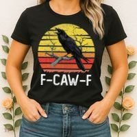 Funny Crow Retro Sunset Moonlit Raven Lovers F Caw F Women's T-Shirt thumb 2
