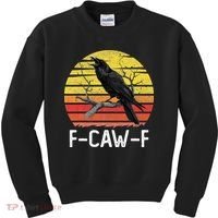 Funny Crow Retro Sunset Moonlit Raven Lovers F Caw F Kids Sweatshirt thumb 0
