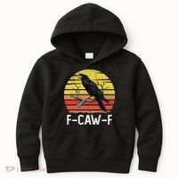 Funny Crow Retro Sunset Moonlit Raven Lovers F Caw F Kids Hoodie thumb 0