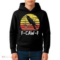 Funny Crow Retro Sunset Moonlit Raven Lovers F Caw F Kids Hoodie thumb 4