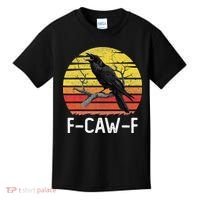 Funny Crow Retro Sunset Moonlit Raven Lovers F Caw F Kids T-Shirt thumb 0