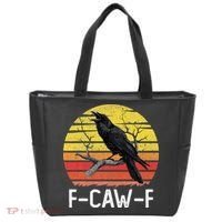Funny Crow Retro Sunset Moonlit Raven Lovers F Caw F Tote Bag thumb 0