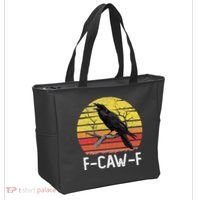 Funny Crow Retro Sunset Moonlit Raven Lovers F Caw F Tote Bag thumb 2