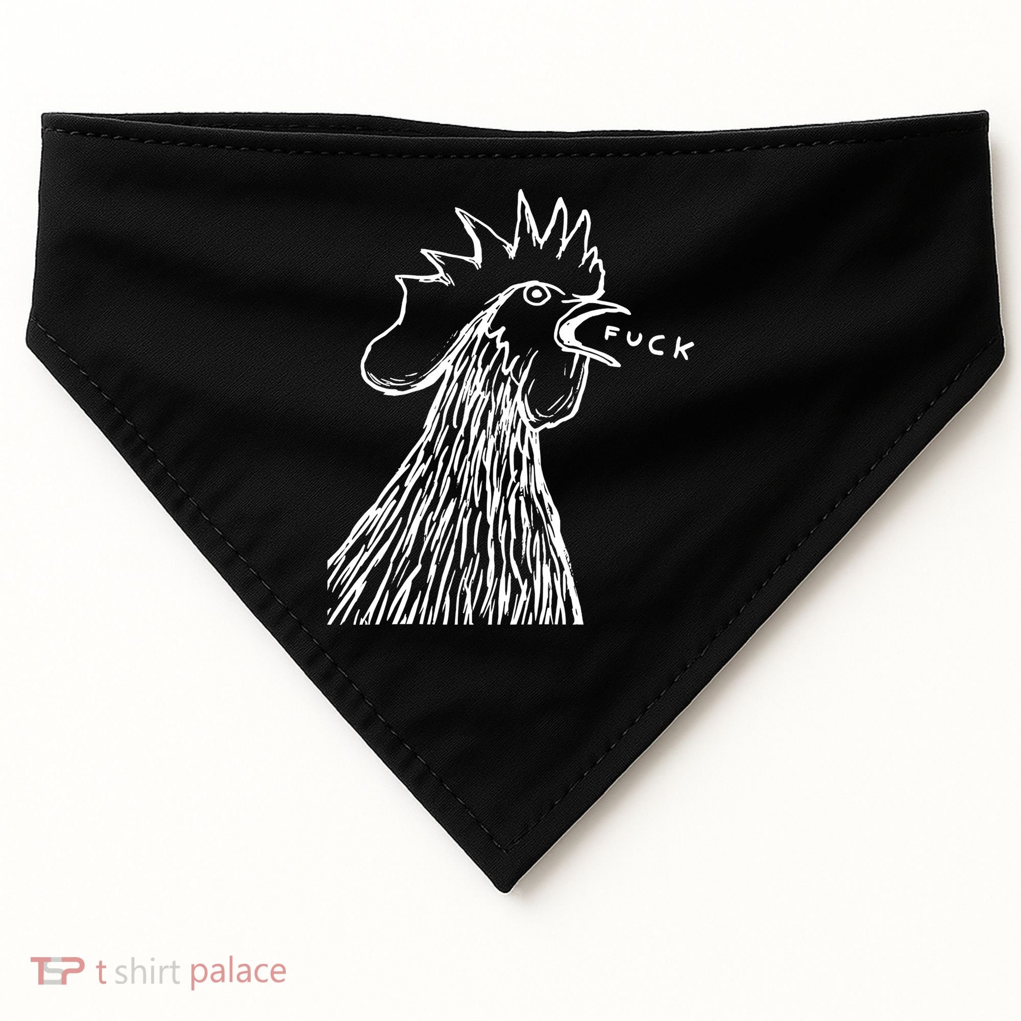 Funny Chicken Rooster Saying Fuck USA-Made Doggie Bandana
